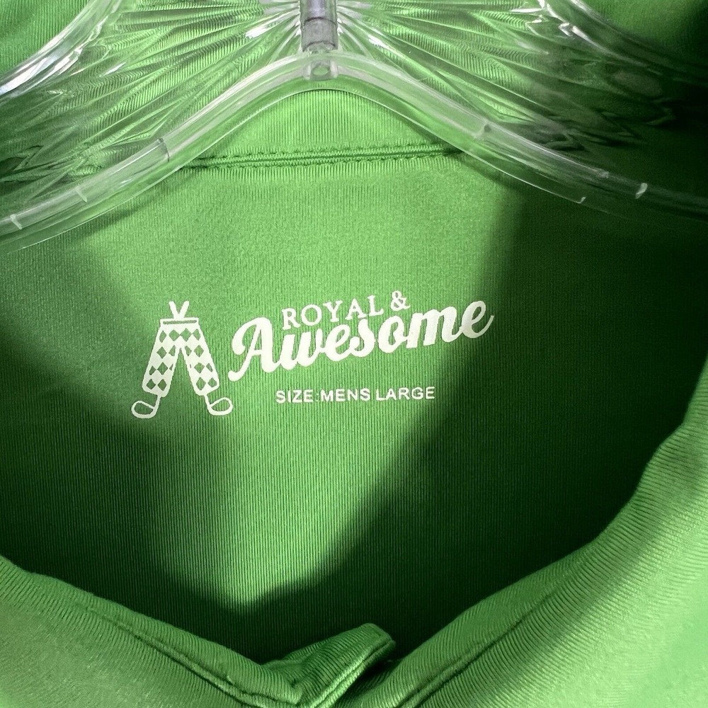 Royal & Awesome Polo Shirt Mens Large Green Performance Stretch Golf‎ Preppy - Picture 3 of 7